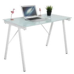 Wohnen Bürotische*113x73x58 Glas Schreibtisch mit Vierfußgestell - Isacco