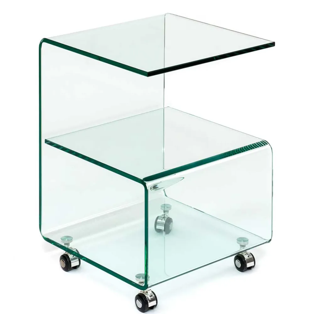 Wohnen Telefontische*40x60x40 Glastisch auf Rollen modern - Heuser