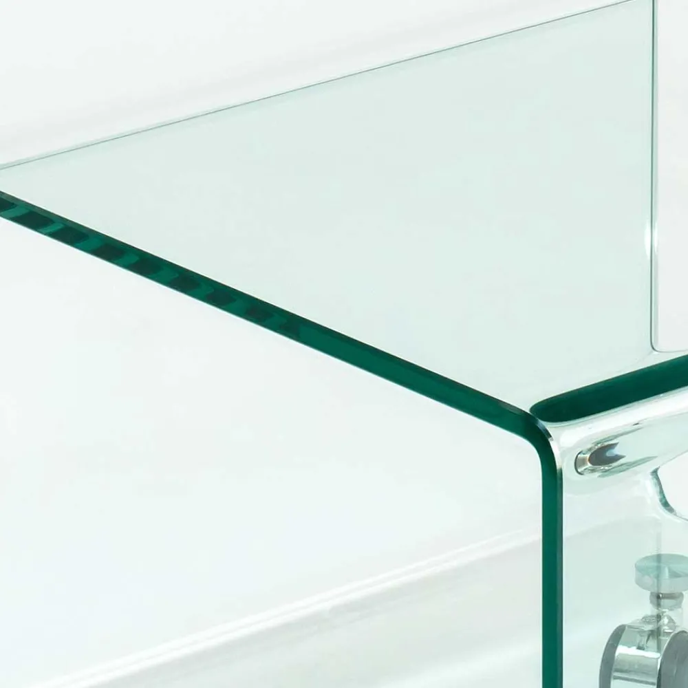 Wohnen Telefontische*40x60x40 Glastisch auf Rollen modern - Heuser