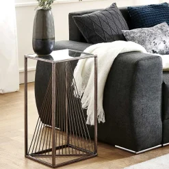 Wohnen Telefontische*30x60x30 Glastisch mit Metallgestell - Tyrcio