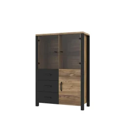 Wohnen 101x146x43 Glastüren Highboard in Fichte NB - Simeona