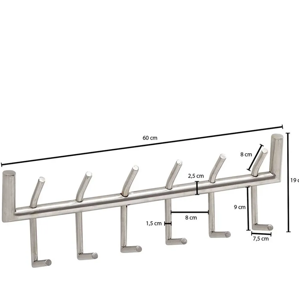 Wohnen 60x19x10 Hakenleiste mit zwölf Haken - Almond