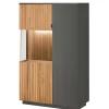 Wohnen 92x152x40 Highboard in Anthrazit & Eiche Bianco - Cruzca