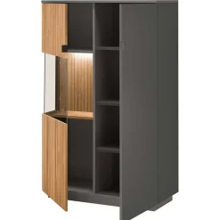 Wohnen 92x152x40 Highboard in Anthrazit & Eiche Bianco - Cruzca