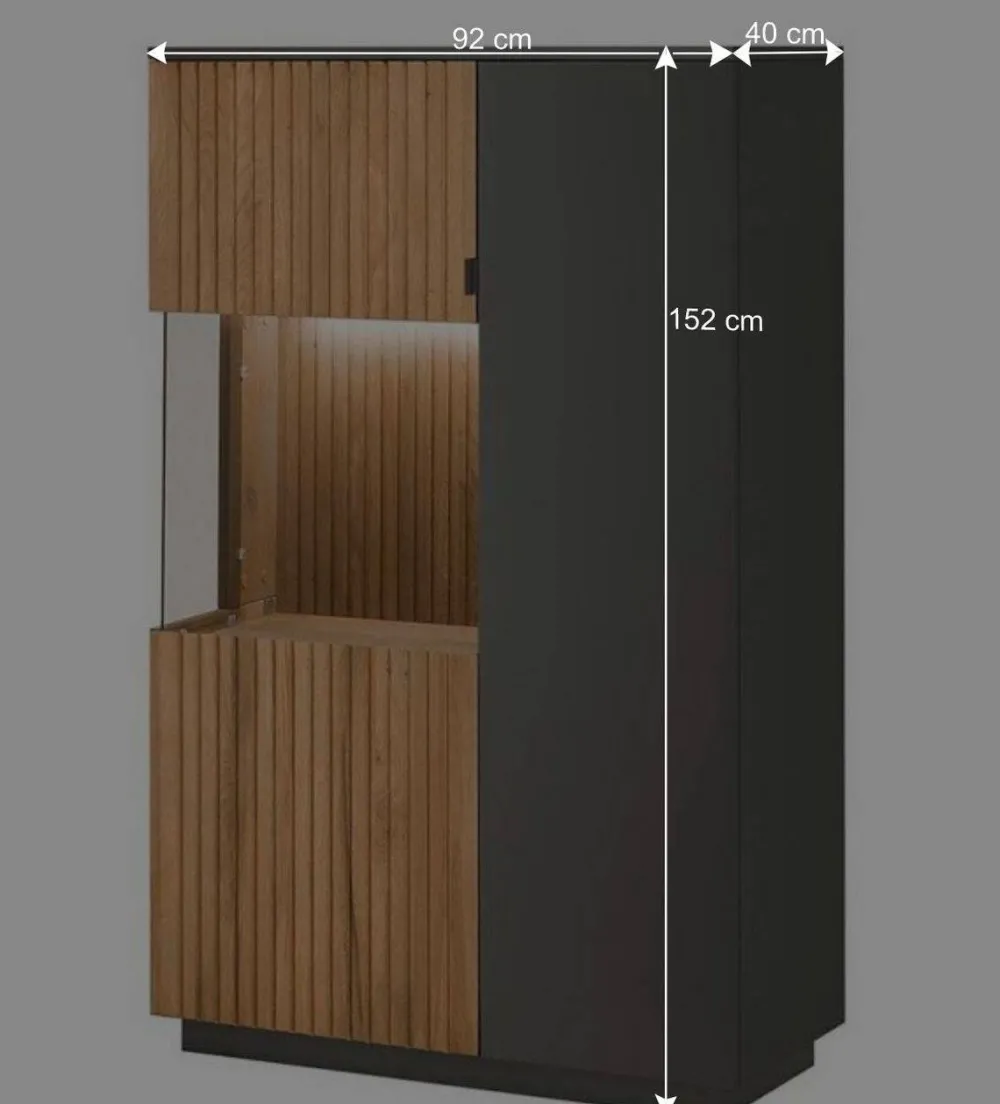 Wohnen 92x152x40 Highboard in Anthrazit & Eiche Bianco - Cruzca