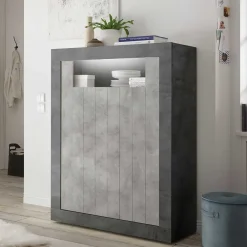 Wohnen 110x144x43 Highboard in Beton Grau Dekor - Beverli