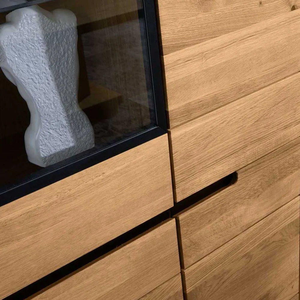 Wohnen Esszimmerschränke|Highboards*102x148x42 Highboard mit Glas Einsatz - 4-türig - Sennya