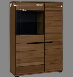 Wohnen Esszimmerschränke|Highboards*102x148x42 Highboard mit Glas Einsatz - 4-türig - Sennya