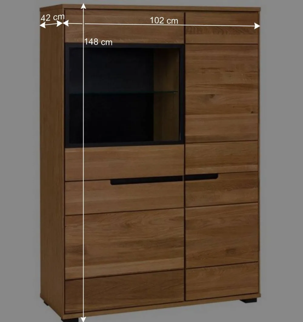 Wohnen Esszimmerschränke|Highboards*102x148x42 Highboard mit Glas Einsatz - 4-türig - Sennya