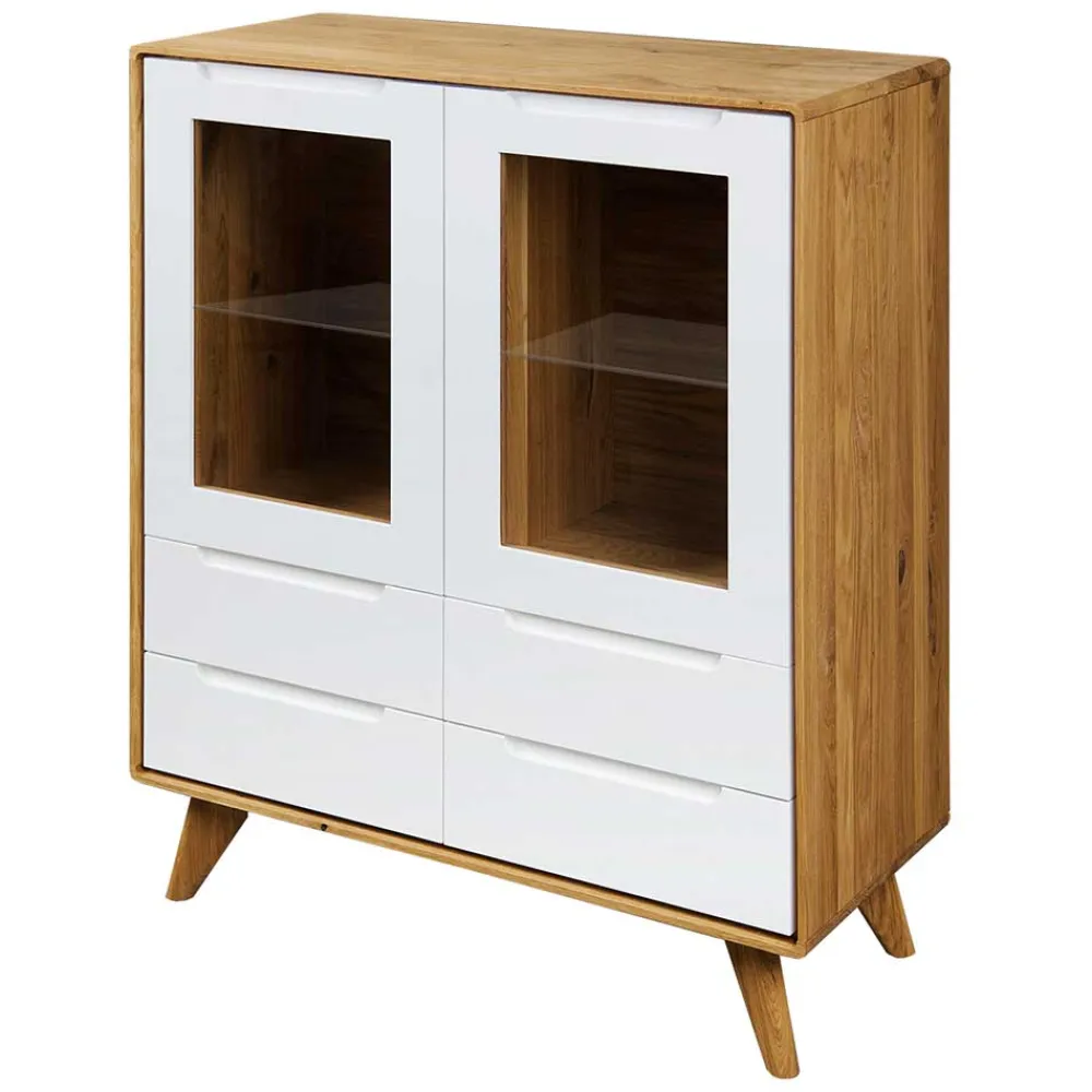 Wohnen 90x109x40 Highboard mit Glas Türen & 4 Schubladen - Diesta