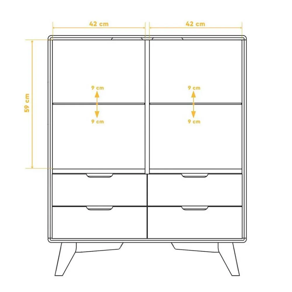 Wohnen 90x109x40 Highboard mit Glas Türen & 4 Schubladen - Diesta