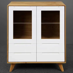 Wohnen 90x109x40 Highboard mit Glas Türen & 4 Schubladen - Diesta
