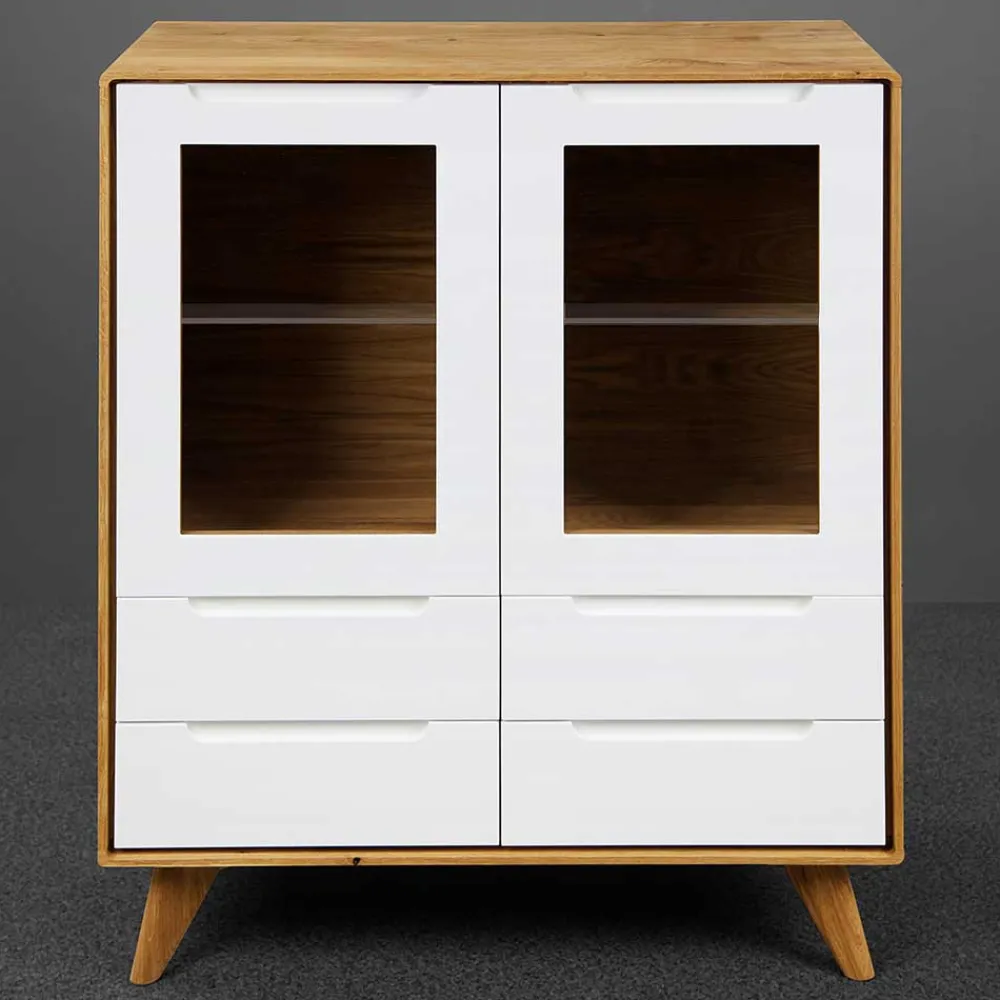 Wohnen 90x109x40 Highboard mit Glas Türen & 4 Schubladen - Diesta
