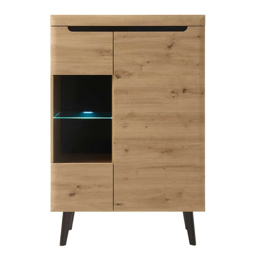 Wohnen 90x134x40 Highboard mit Glaseinsatz 2-türig - Olcian