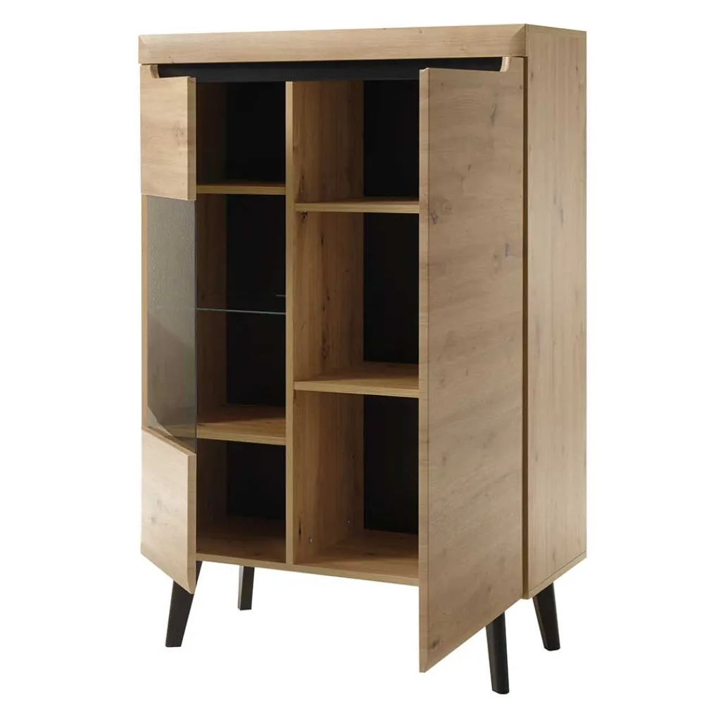 Wohnen 90x134x40 Highboard mit Glaseinsatz 2-türig - Olcian