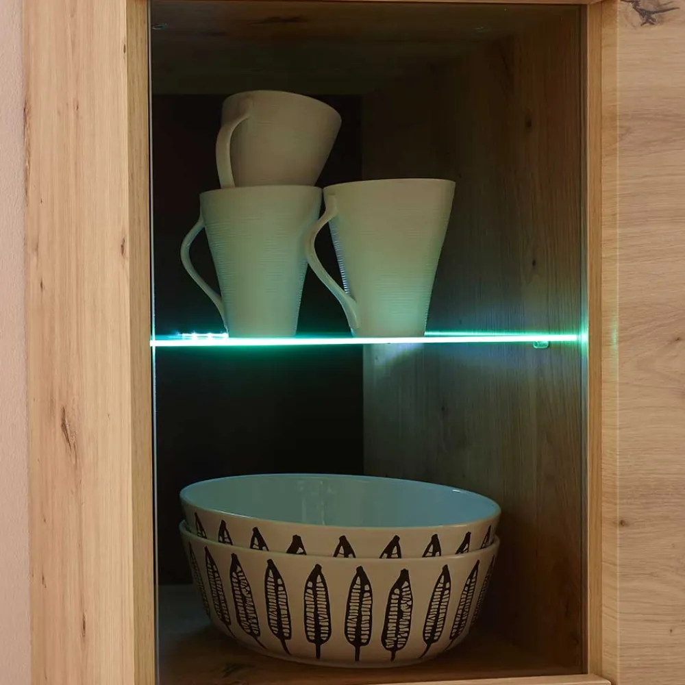 Wohnen 90x134x40 Highboard mit Glaseinsatz 2-türig - Olcian