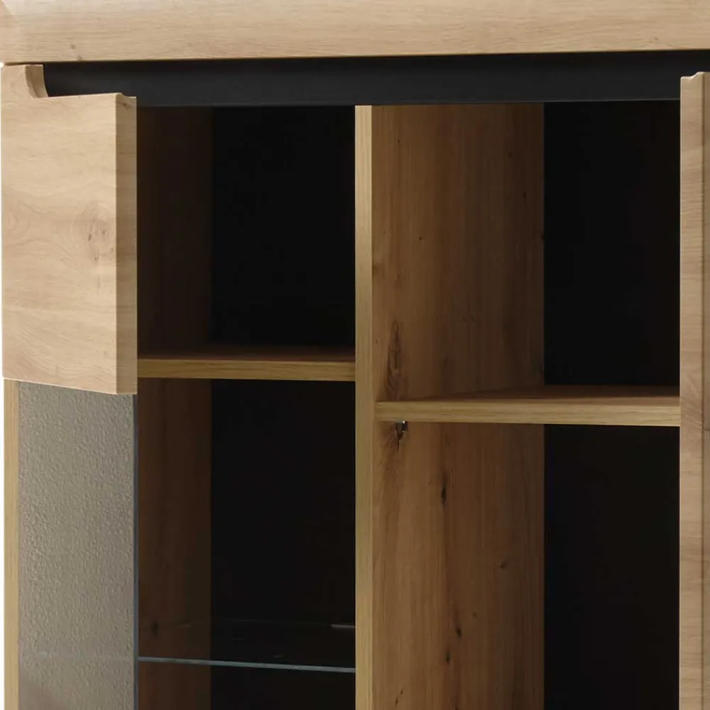 Wohnen 90x134x40 Highboard mit Glaseinsatz 2-türig - Olcian