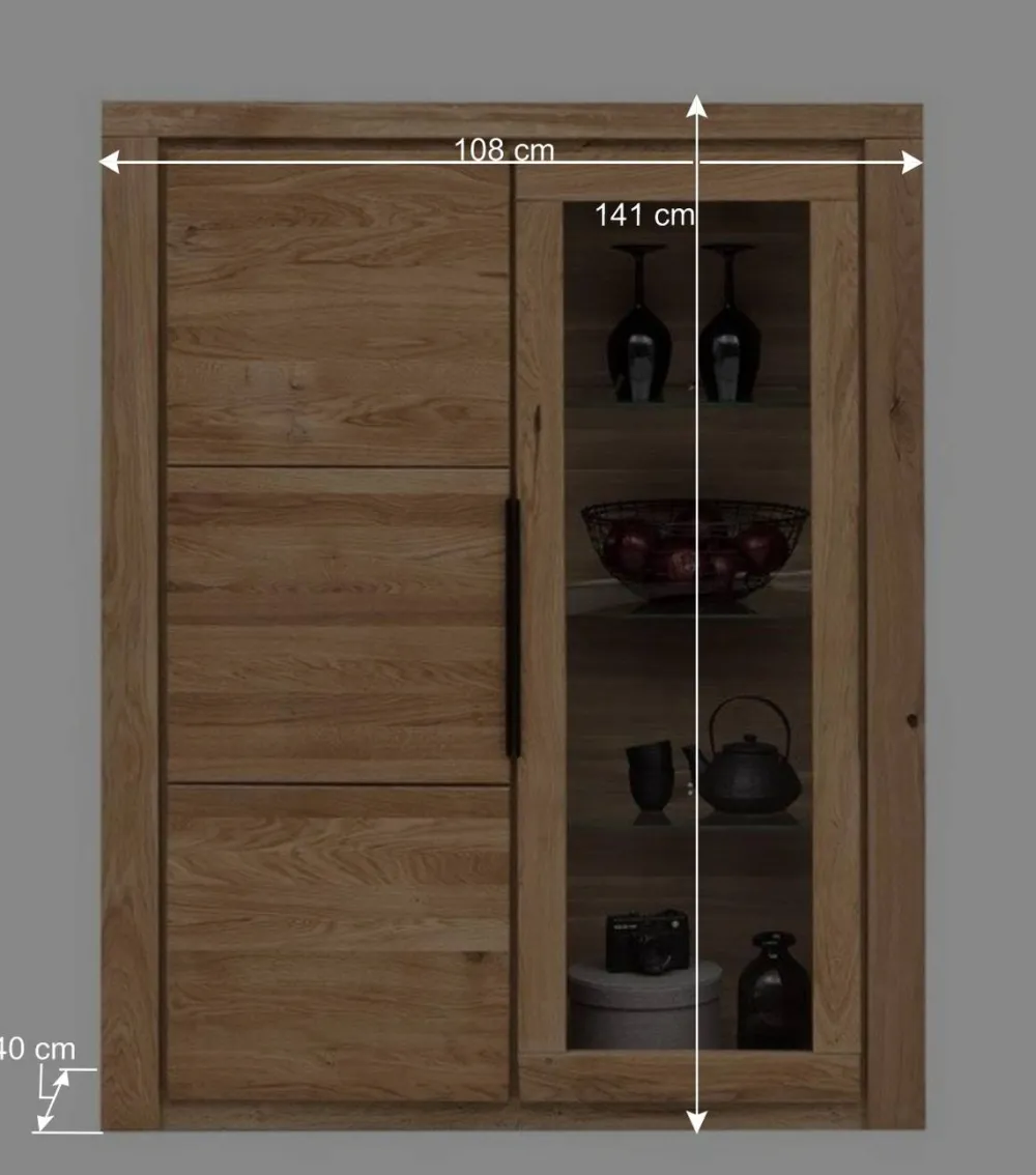 Wohnen Sideboards & Kommoden|Sideboards & Kommoden*108x141x40 Highboard mit Glaseinsatz - Nelenia