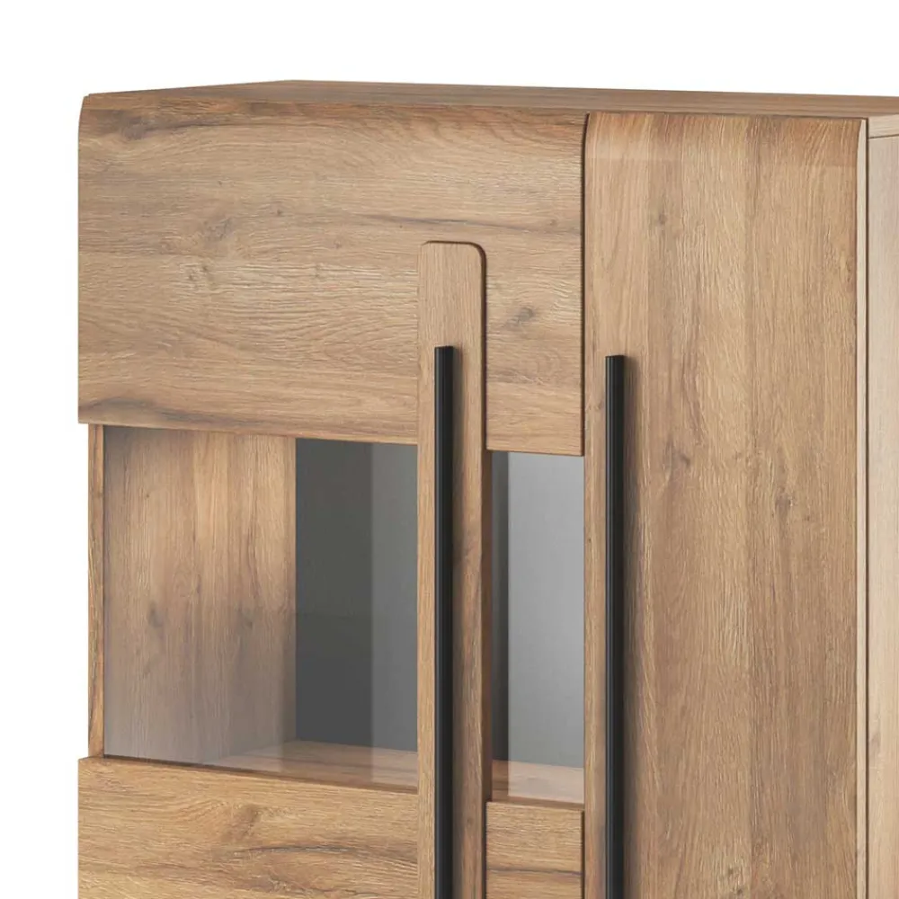 Wohnen 90x136x39 Highboard Vitrine in Eiche Holzoptik - Aberdeen