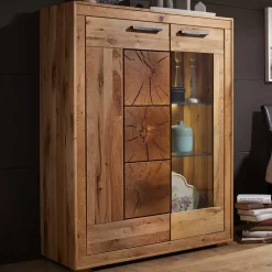 Wohnen Esszimmerschränke|Highboards*103x135x40 Highboard Vitrine mit Hirnholz Dekor - Troncon