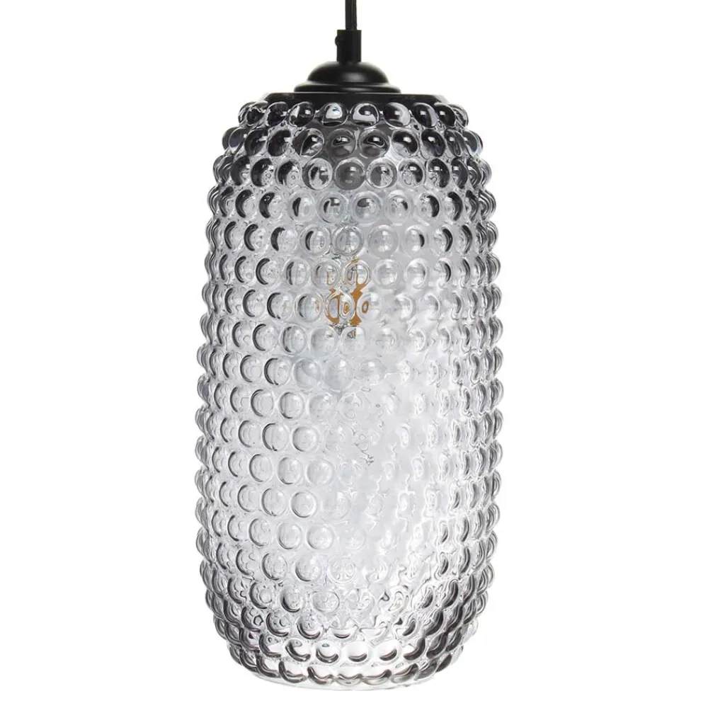 Wohnen 15x34x15 Hängeleuchte mit Glas Schirm in Grau - You