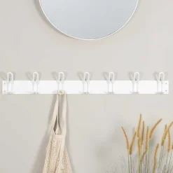 Wohnen Weiße Möbel|Bürogarderoben*100x14x7 Hängende Garderobe mit 7 doppelten Haken - Thilado