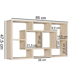 Wohnen Esszimmerregale|Wohnzimmer-Regale*85x48x16 Hängeregal mit acht Fächern - Franklin