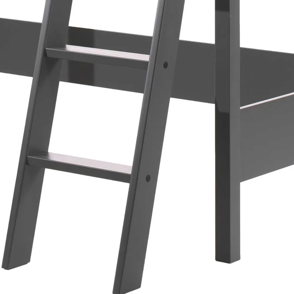 Kinder Wohnen 139x160x210 Hochbett mit Leiter in Anthrazit - Donya