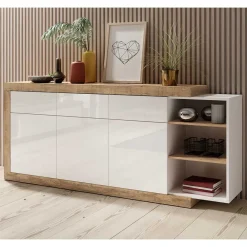 Wohnen Sideboards*200x86x40 Hochglanz Anrichte in Weiß - Milvara