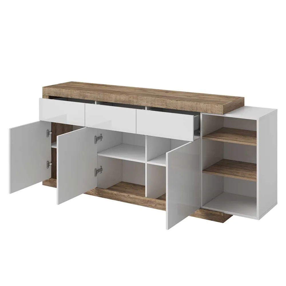 Wohnen Sideboards*200x86x40 Hochglanz Anrichte in Weiß - Milvara