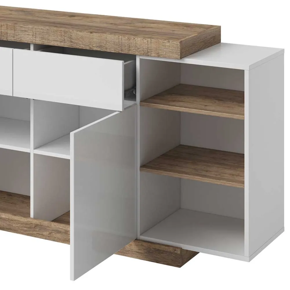 Wohnen Sideboards*200x86x40 Hochglanz Anrichte in Weiß - Milvara