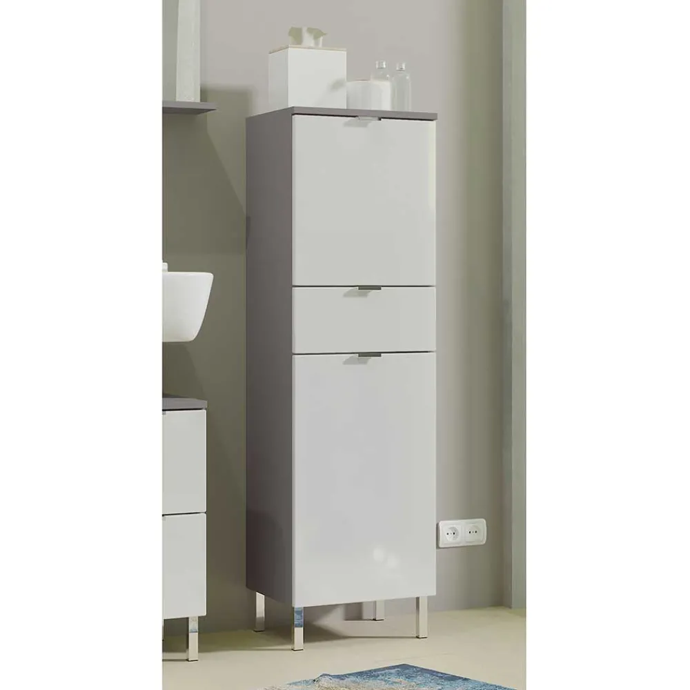 Wohnen Badschränke*34x120x34 Hochglanz Badschrank in Weiß - Otrus