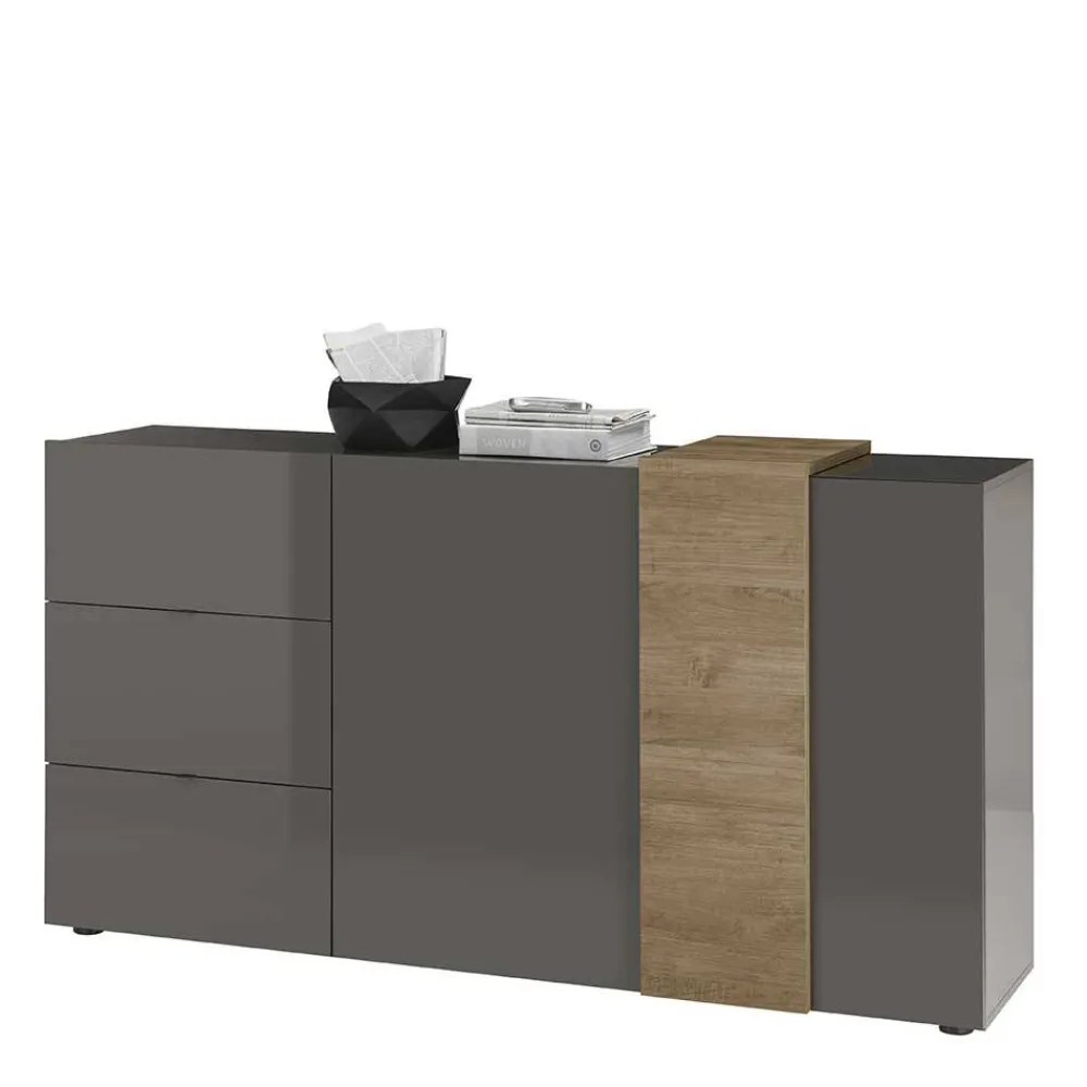 Wohnen Sideboards*181x94x44 Hochglanz Kombi-Kommode in Grau - Eracosta