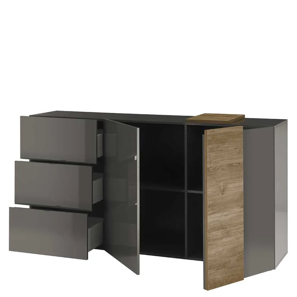 Wohnen Sideboards*181x94x44 Hochglanz Kombi-Kommode in Grau - Eracosta