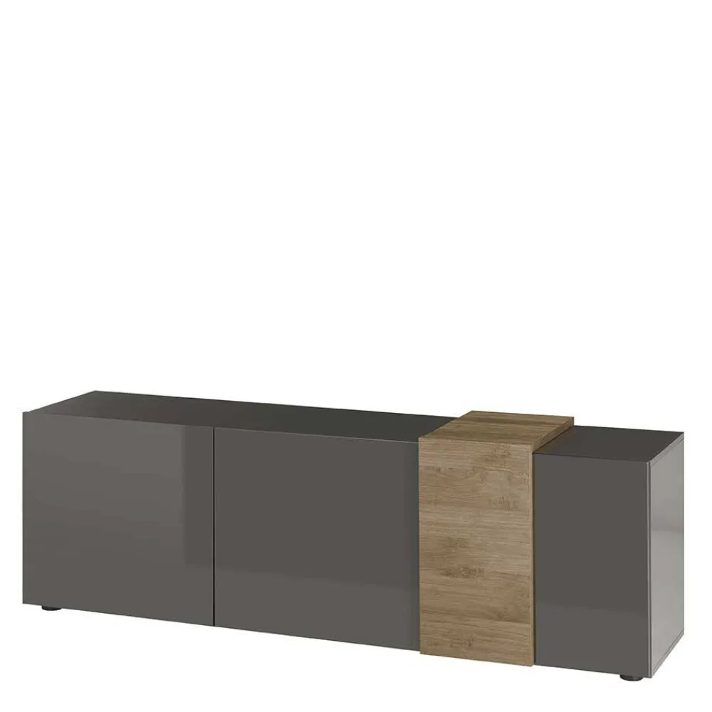 Wohnen Tv & Hifi-Möbel|Tv & Hifi-Möbel*181x59x44 Hochglanz TV Unterschrank in Grau - Eracosta