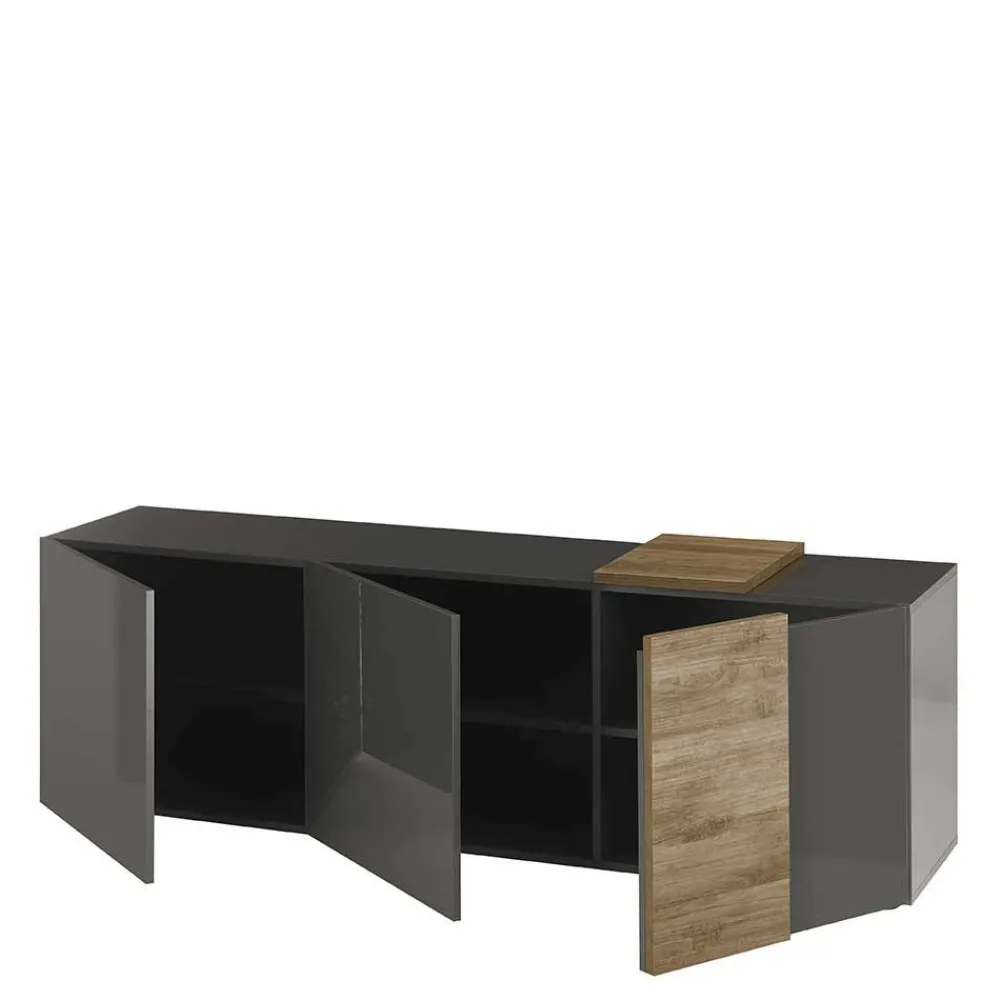 Wohnen Tv & Hifi-Möbel|Tv & Hifi-Möbel*181x59x44 Hochglanz TV Unterschrank in Grau - Eracosta