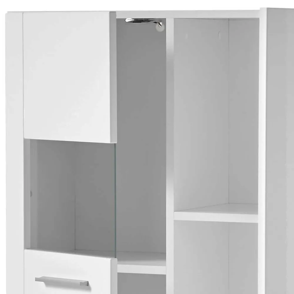 Wohnen Vitrinen|Wohnzimmer-Vitrinen*80x123x35 Hochglanz Vitrinenschrank in Weiß - Timmona