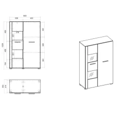 Wohnen Vitrinen|Wohnzimmer-Vitrinen*80x123x35 Hochglanz Vitrinenschrank in Weiß - Timmona