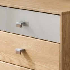 Wohnen Flurkommoden|Sideboards & Kommoden*60x86x43 Hochkommode in Beige Glas & Eiche - Emdsiva