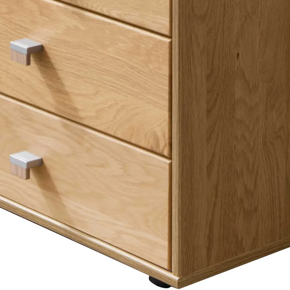 Wohnen Flurkommoden|Sideboards & Kommoden*60x86x43 Hochkommode in Beige Glas & Eiche - Emdsiva