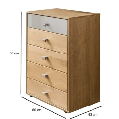 Wohnen Flurkommoden|Sideboards & Kommoden*60x86x43 Hochkommode in Beige Glas & Eiche - Emdsiva