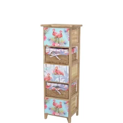 Wohnen Rattanmöbel*30x90x30 Hochkommode in Braun & Bunt - Drawa