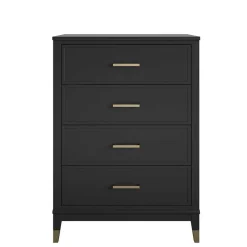 Wohnen Landhausmöbel|Kommoden*76x106x51 Hochkommode in Schwarz und Gold - Lorenca