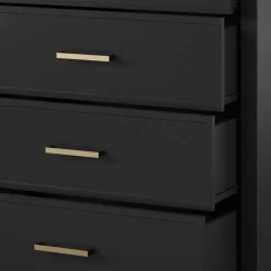 Wohnen Landhausmöbel|Kommoden*76x106x51 Hochkommode in Schwarz und Gold - Lorenca