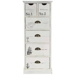 Wohnen Skandinavische Möbel|Landhausmöbel*40x104x30 Hochkommode mit maritimen Motiven - Maggiore