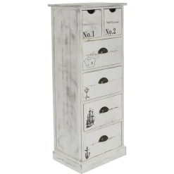 Wohnen Skandinavische Möbel|Landhausmöbel*40x104x30 Hochkommode mit maritimen Motiven - Maggiore