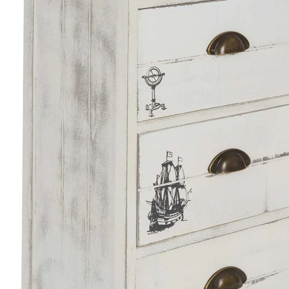 Wohnen Skandinavische Möbel|Landhausmöbel*40x104x30 Hochkommode mit maritimen Motiven - Maggiore