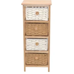 Wohnen Esszimmerregale|Regale*30x73x25 Hochkommode mit vier Körben - Rennia