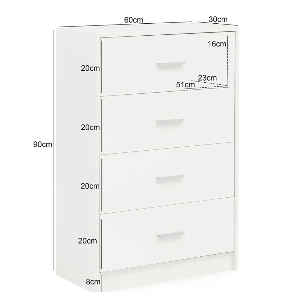 Wohnen Sideboards & Kommoden|Sideboards & Kommoden*60x90x30 Hochkommode mit vier Schubladen - Hank