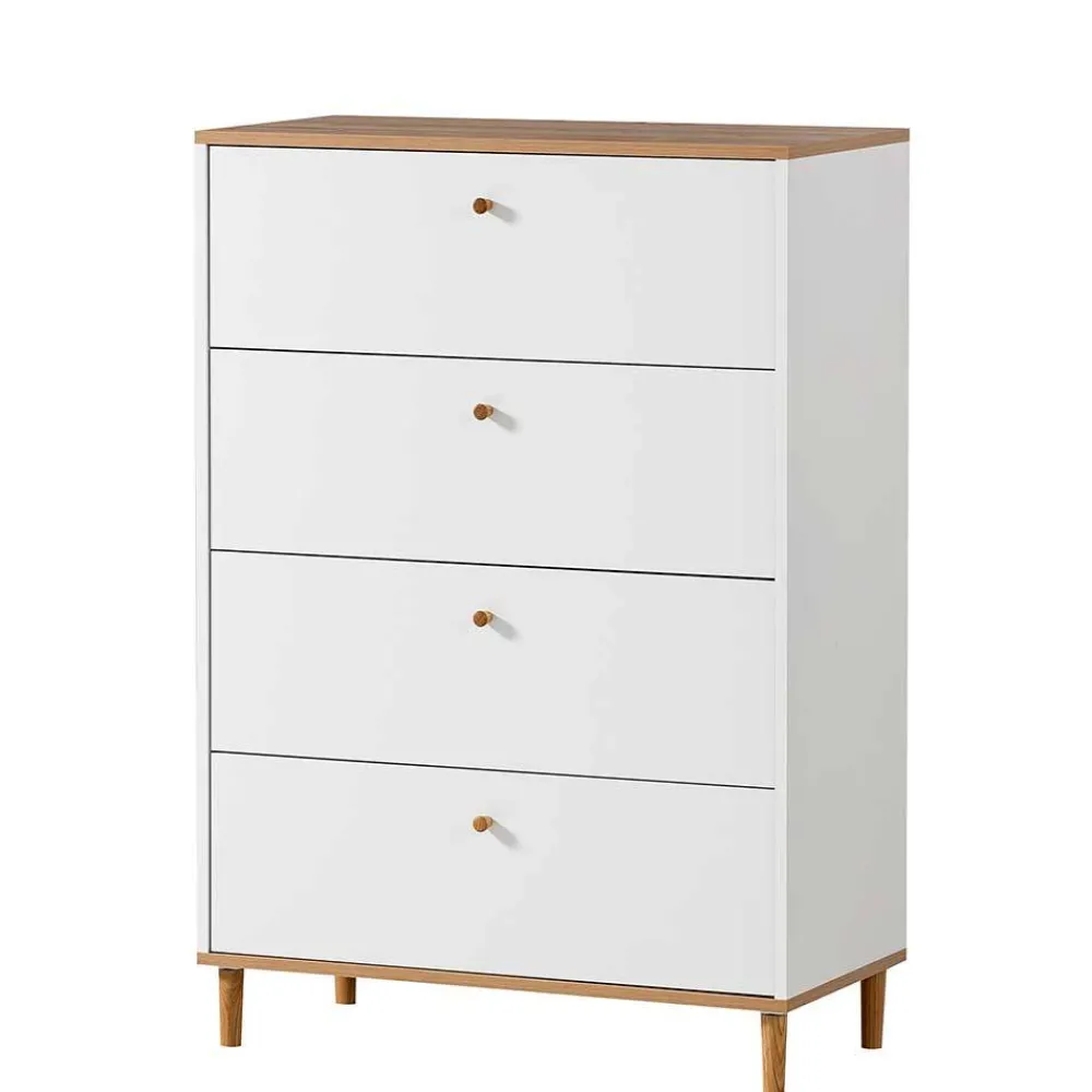 Wohnen 80x117x40 Hochkommode mit vier Schubladen - Ambreros